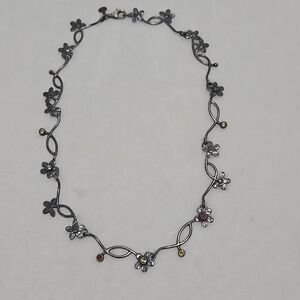 Vintage Israel Sterling Silver And Gemstone Necklace